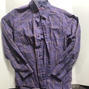 Alan Flusser Golf Long Sleeve Button Up Shirt Men's Adult Size Medium Purple